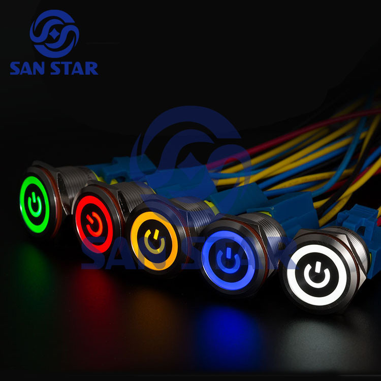 16mm Hole Size LED Power Button Switch Self Reset Switch Button With Plugin