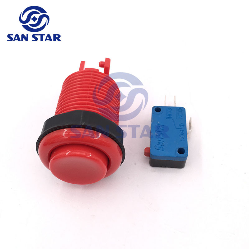 Classic Arcade Button With Concave Plunger Arcade Push Buttons Standard American Style Arcade Push Button MicroSwitch Buttons