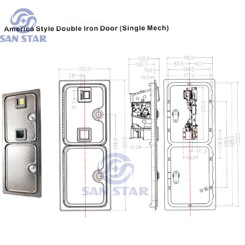 American Style Double  Doors With Coin Acceptor Holder(Single Mech)