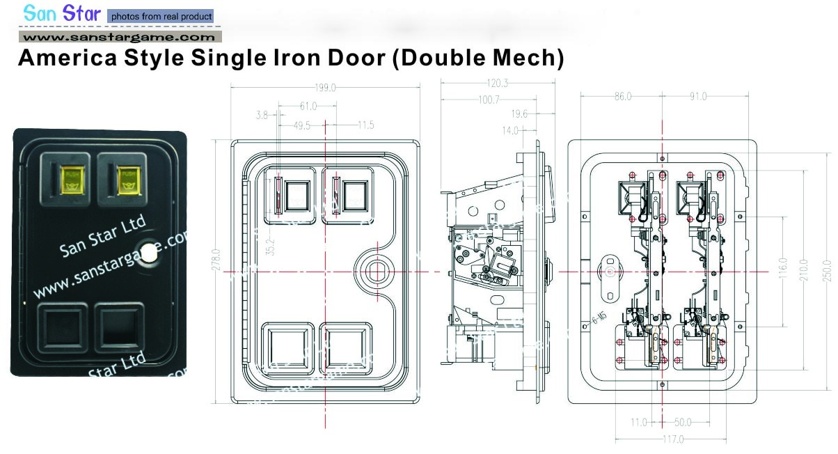 American Style Coin Door With 2 Mechanical Coin Acceptor