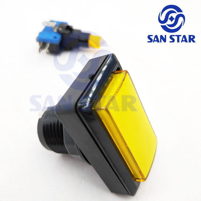 Oblique Edge Rectangle Illuminated Arcade Button