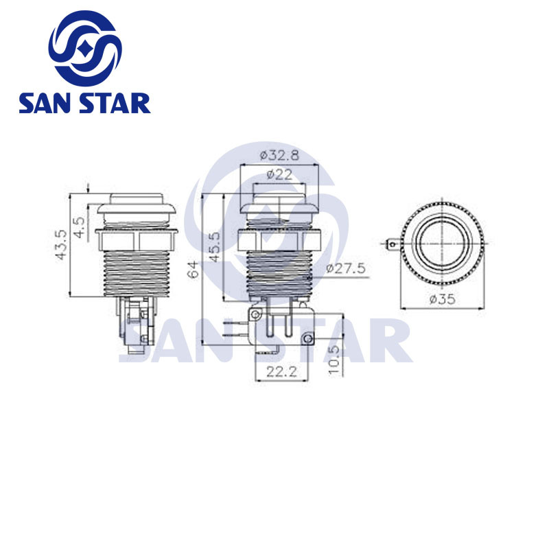 Classic Arcade Button With Concave Plunger Arcade Push Buttons Standard American Style Arcade Push Button MicroSwitch Buttons