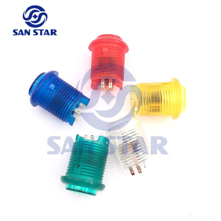 28mm High Quality Transparent Illuminated Arcade Button with Build-in Microswitch and LED