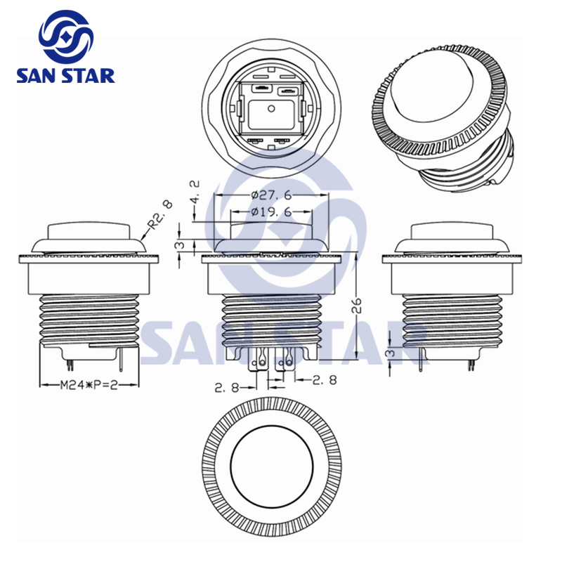 High Quality Small Transparent Illuminated Arcade button with Build-in Microswitch and LED