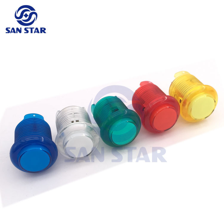 High Quality Transparent Illuminated Arcade Button with Build-in Microswitch and LED
