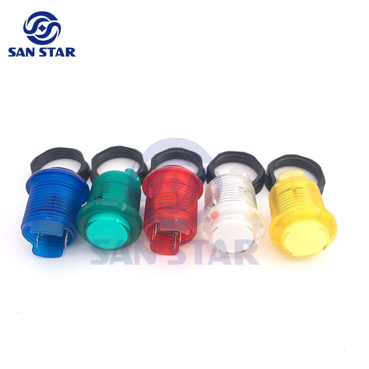28mm High Quality Transparent Illuminated Arcade Button with Build-in Microswitch and LED