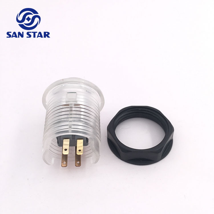 28mm High Quality Transparent Illuminated Arcade Button with Build-in Microswitch and LED