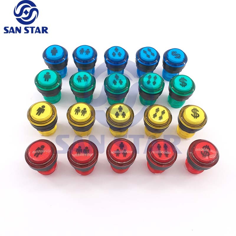 Transparent Player Illuminated Arcade Button Dollar Illuminated Arcade Button