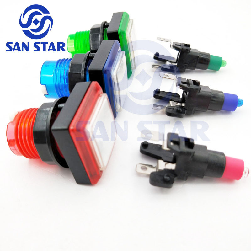 Square 32mm Transparent Illuminated Arcade Button