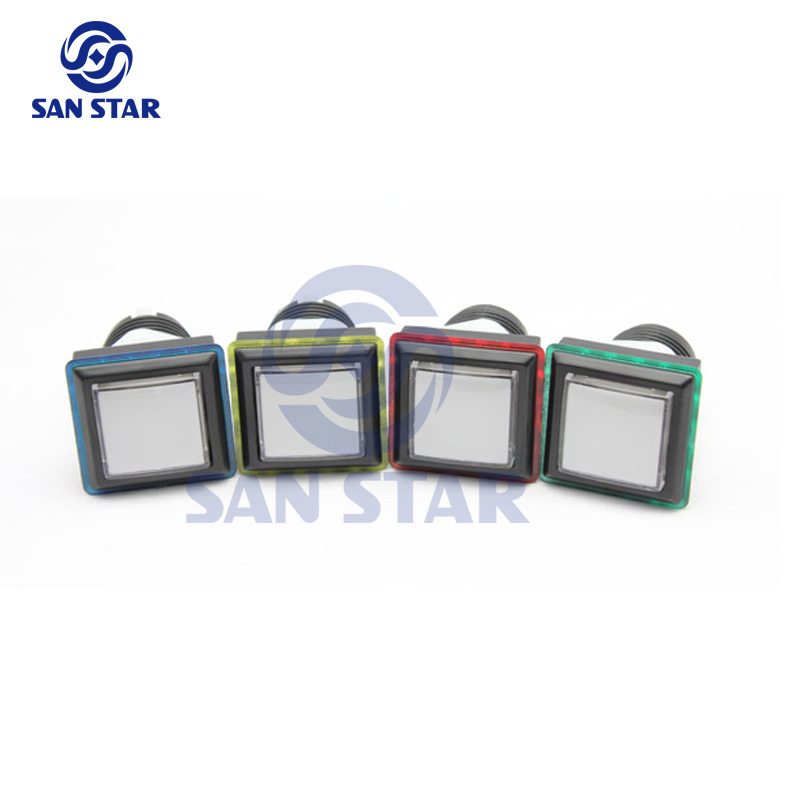 36mm Square Illuminated Arcade Button, edge can illumindated