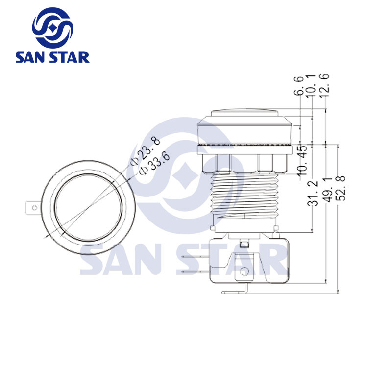 Round 33mm Illuminated Arcade Button