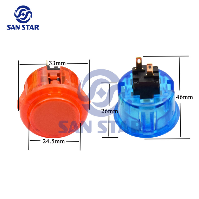 Round 33mm Transparent Arcade Button Similar With Sanwa OBSC 30