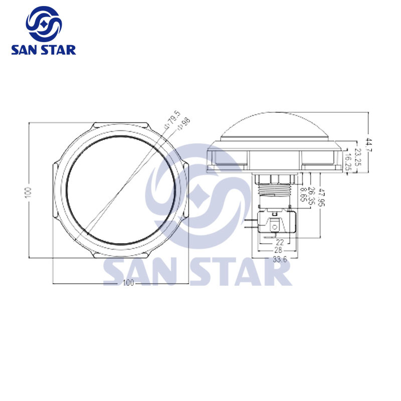 Round 100mm Big Size Dome Illuminated Arcade Button