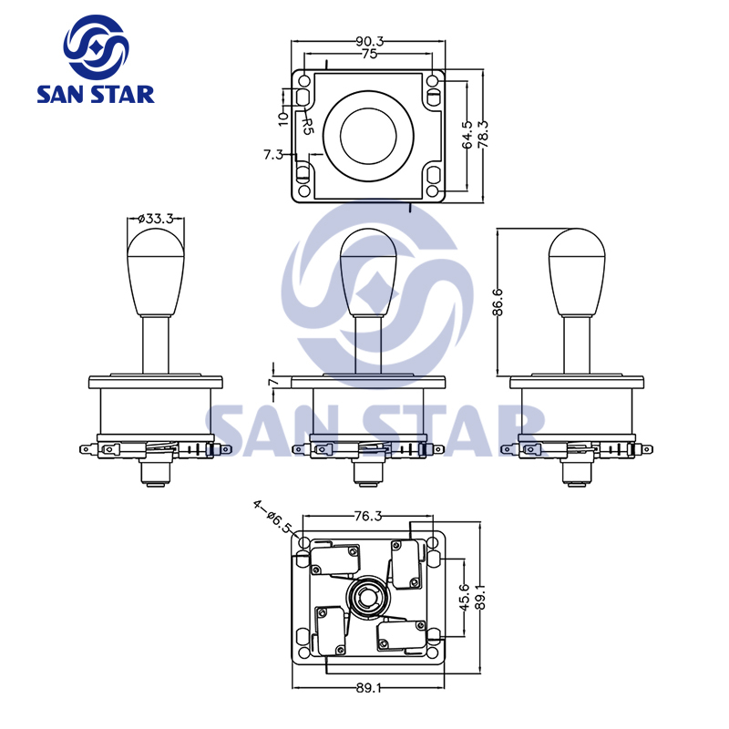 Hot Sale American Style Bat Top Arcade Joystick