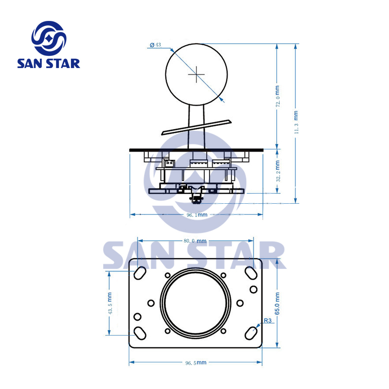 43mm big ball top Illuminated Arcade Joystick