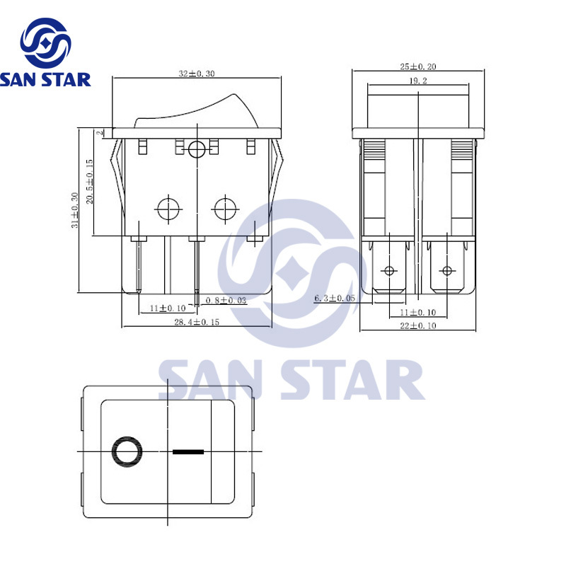 KCD4 LED AC Power Switch with holder