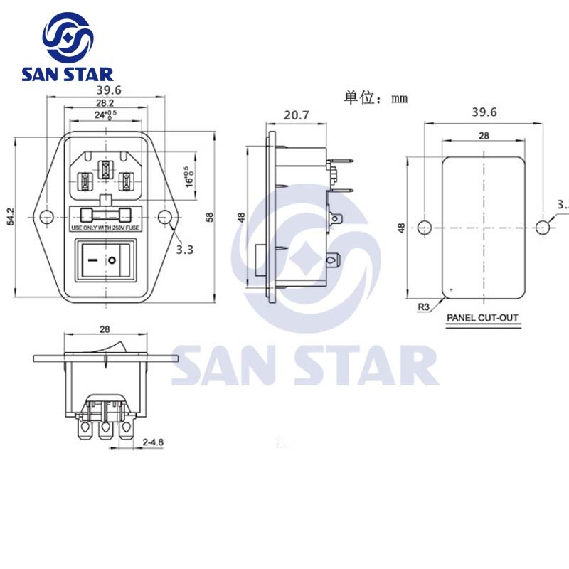 3 In 1 LED Switch Socket with 5V fuse