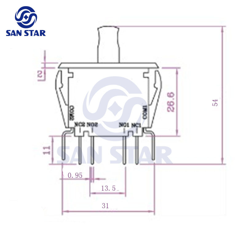 6 Pins Door Switch Double Pole/Double Throw