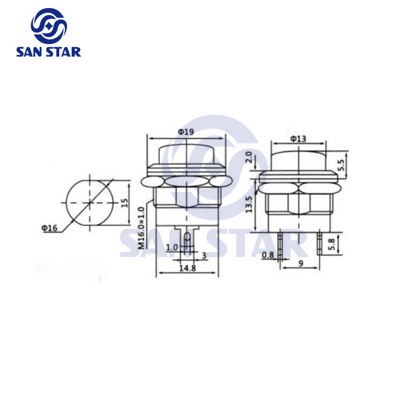 Self Reset Switch Button R13-507 16MM
