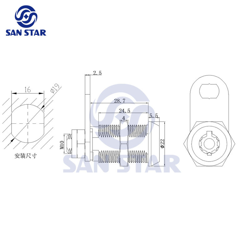 27mm Zinc Alloy Five beads Plum Round Cam Lock Cabinet Lcok
