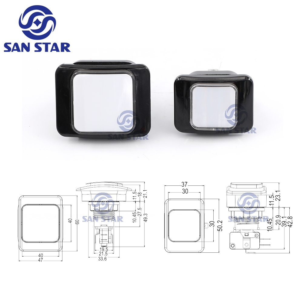 Arc Face Rectangle Illuminated Arcade Button with LED
