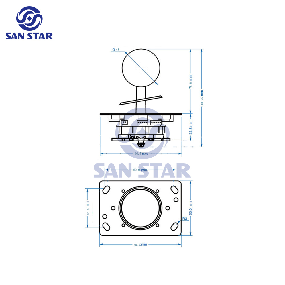 Good Quality LED Arcade Joystick with 43mm Bubble ball top Illuminated arcade Joystick