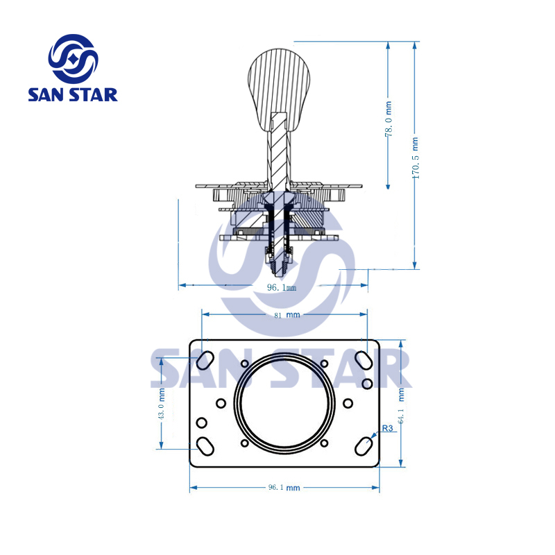 Bat Top Illuminated Joystick LED Arcade Joystick