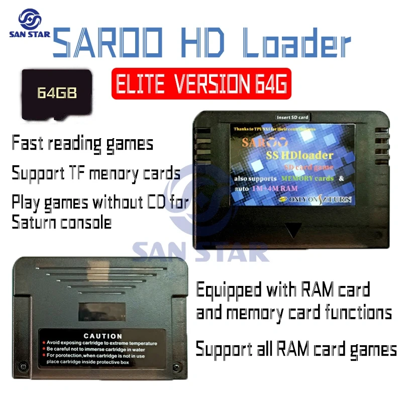 SAROO HDLoader Cartridge Fast Reading Sega Saturn Games Reader Support SD Menory Cards Play Games Without CD for NEO GEO Console