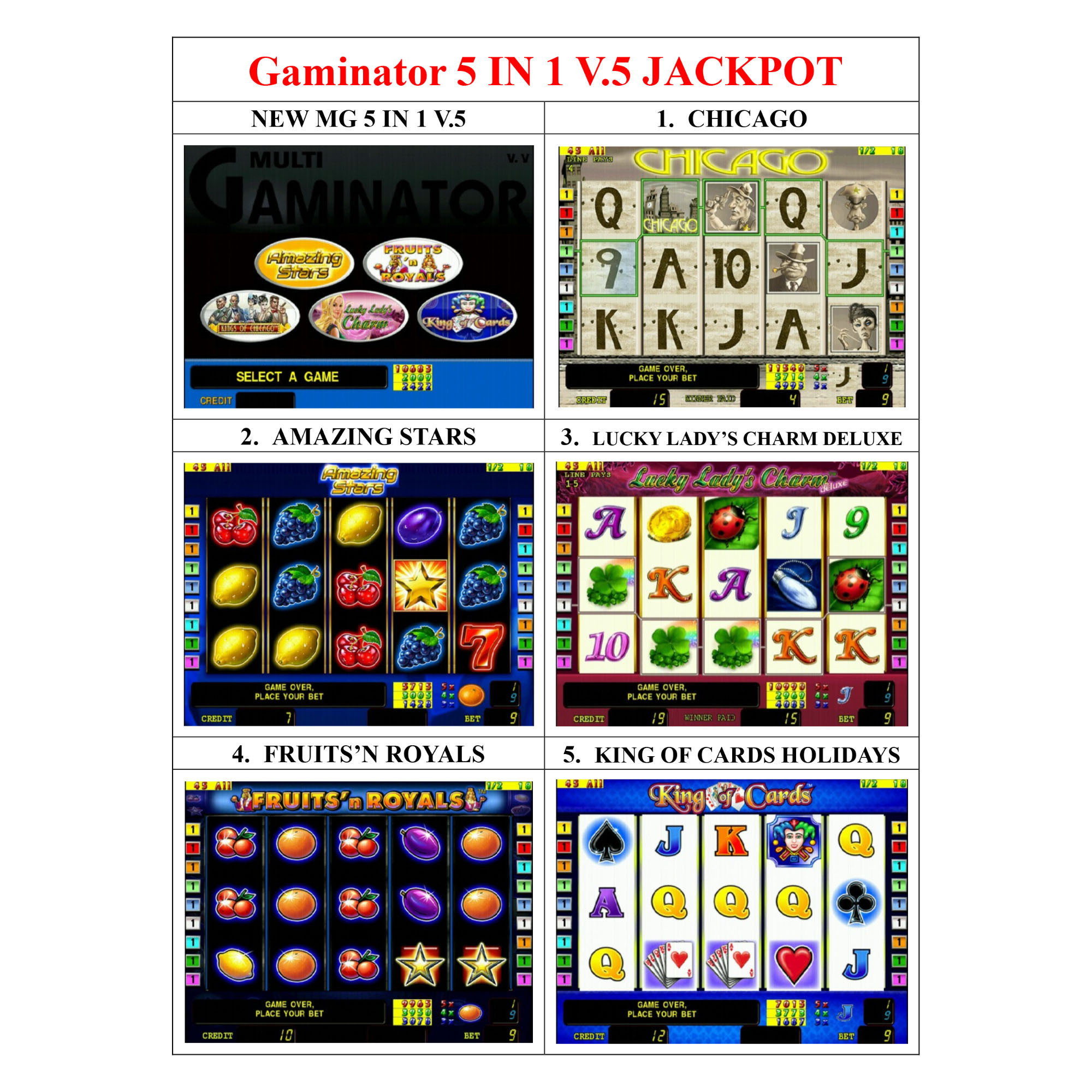 Gaminator 5 in 1 with Jackpot Yellow board