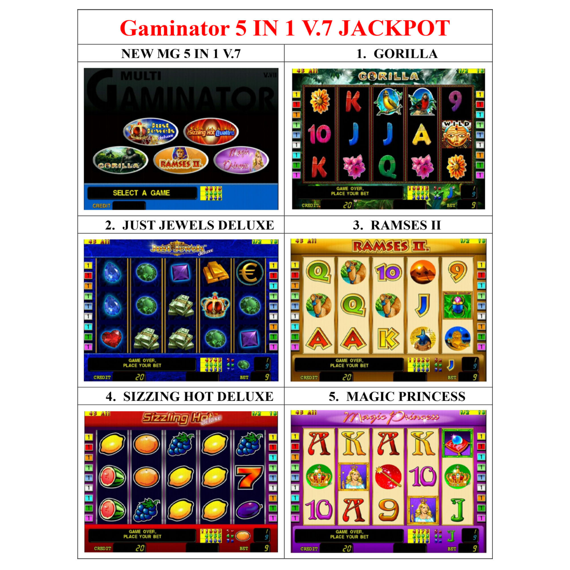 Gaminator 5 in 1 with Jackpot Yellow board