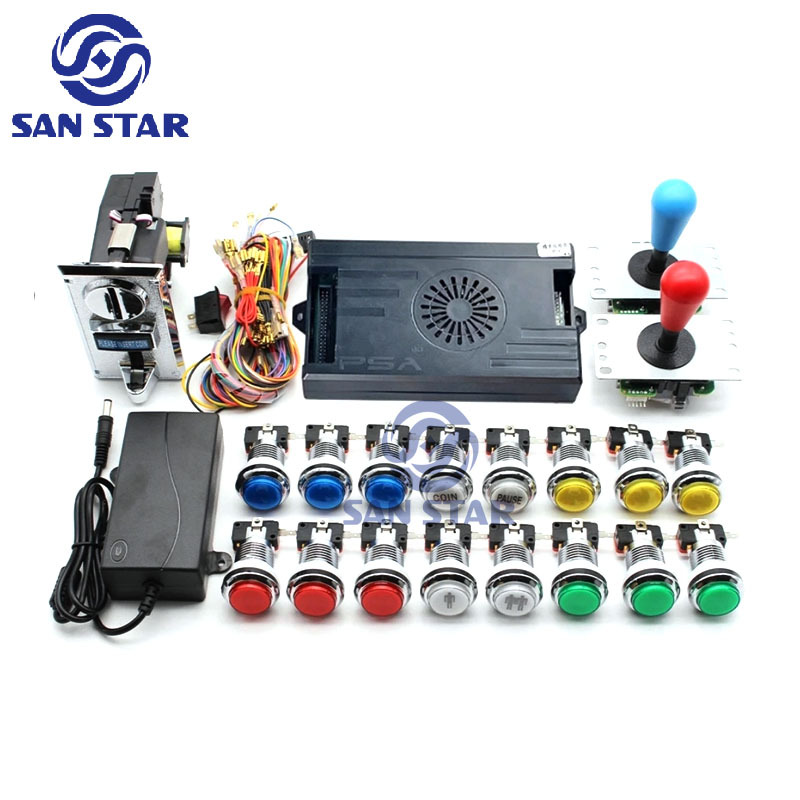 2 Player 8000 in 1 Pandora Saga Box Kit Copy SANWA Joystick,Chrome LED Push Button DIY Arcade Machine Home Cabinet with Tutorial