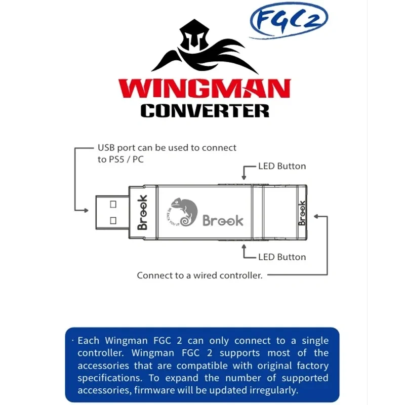 Brook Wingman FGC 2 Native PS5 Converter for PS5/PS4/XBox Series X | S/Xbox One/Elite/Nintend Switch/PC/Arcade Stick Controller