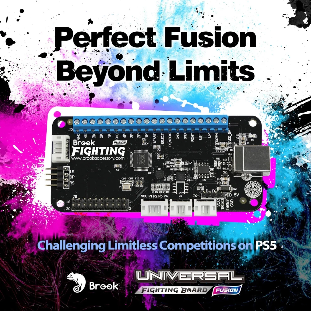Brook 2nd Edition Upgrade UFB Universal Fighting Board Fusion with Pin-Header for PS5/Xbox Series X|S/Nintend Switch/Wii U/PC
