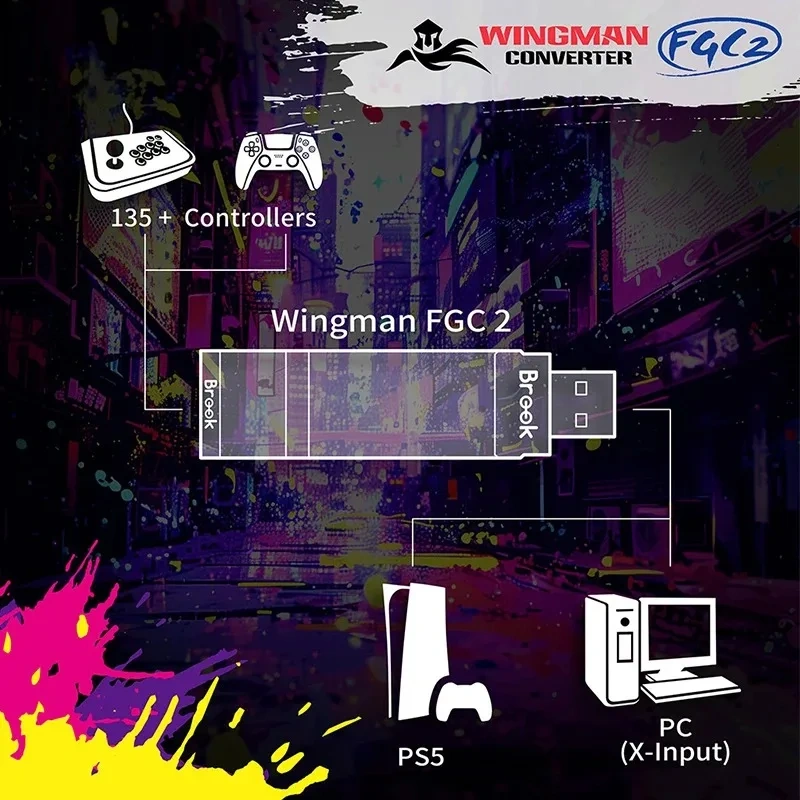 Brook Wingman FGC 2 Native PS5 Converter for PS5/PS4/XBox Series X | S/Xbox One/Elite/Nintend Switch/PC/Arcade Stick Controller