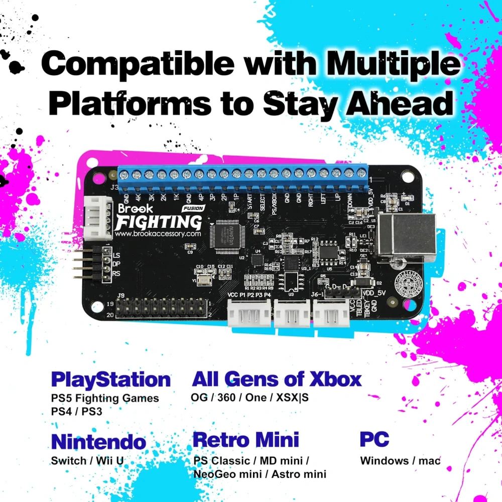 Brook 2nd Edition Upgrade UFB Universal Fighting Board Fusion with Pin-Header for PS5/Xbox Series X|S/Nintend Switch/Wii U/PC