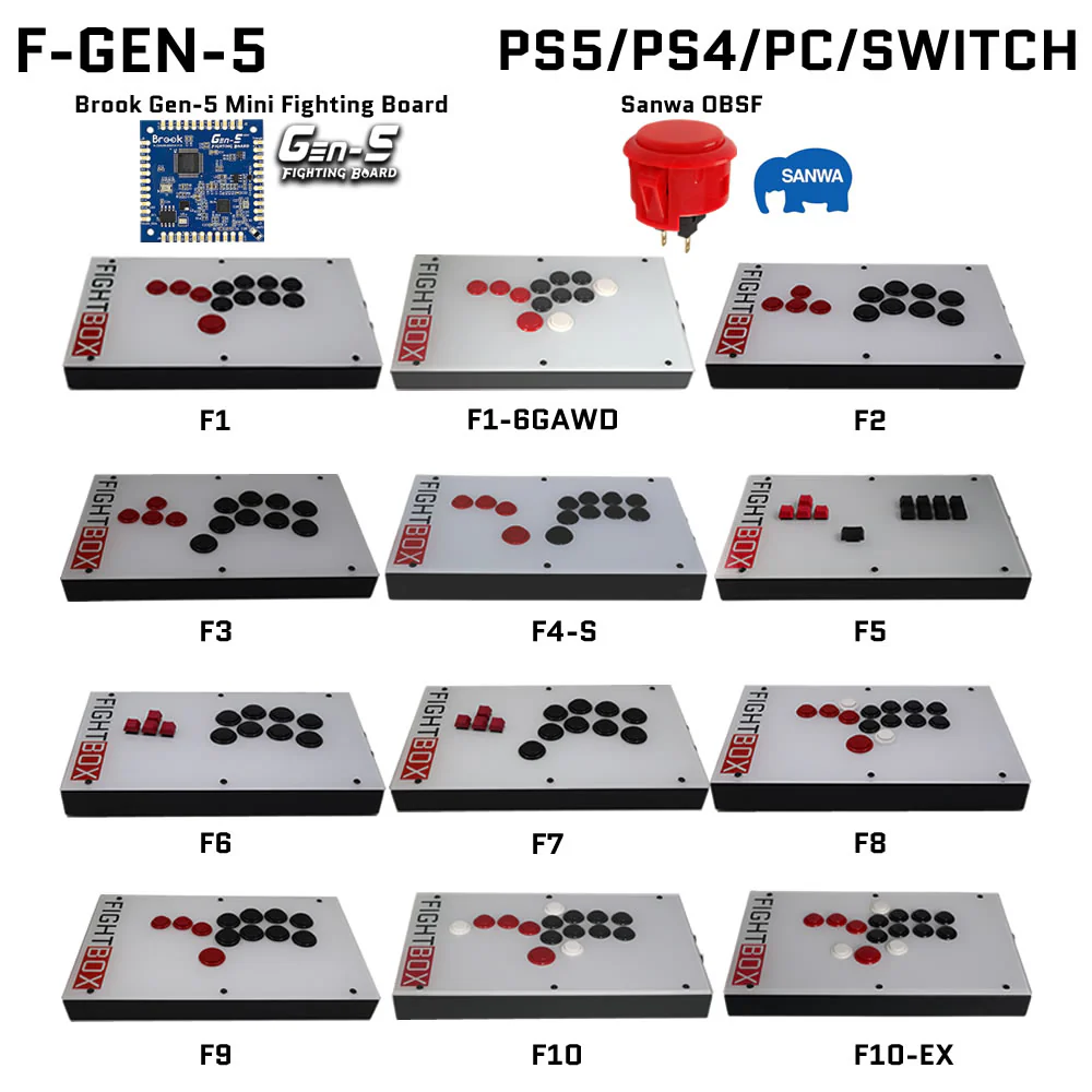 FightBox F-GEN-5 All Button Leverless Arcade Game Controller for PS5/PS4/PC/SWITCH