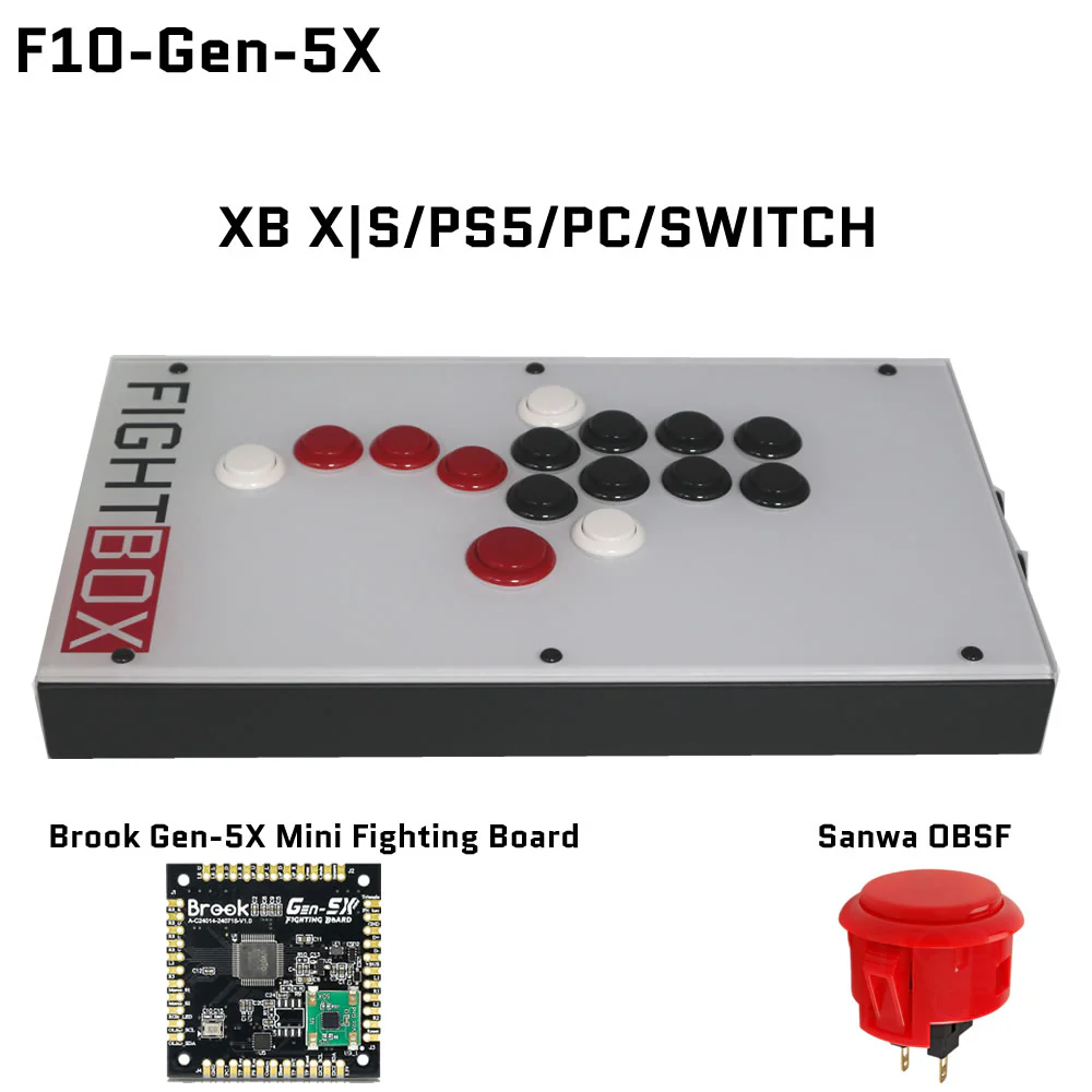 FightBox F-GEN-5X All Button Leverless Arcade Game Controller for Xbox Series X|S/PS5/Switch/PC