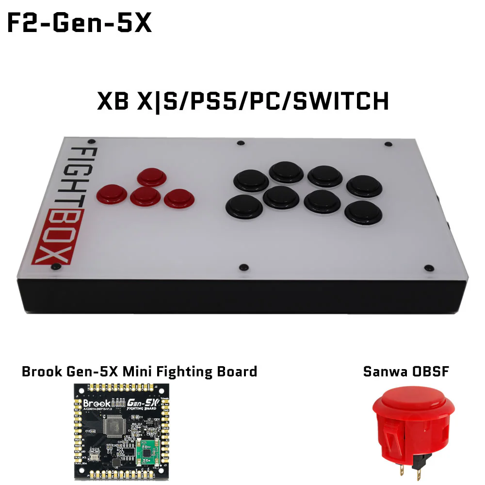 FightBox F-GEN-5X All Button Leverless Arcade Game Controller for Xbox Series X|S/PS5/Switch/PC