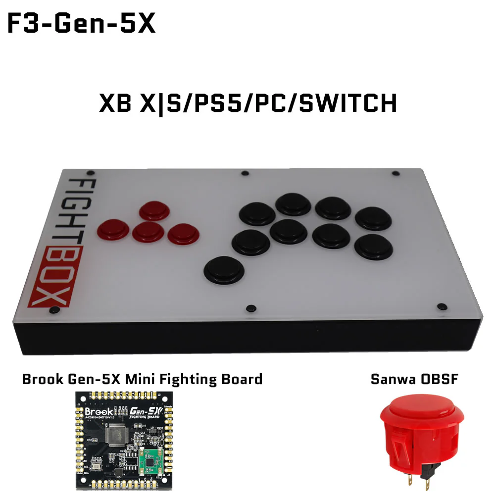 FightBox F-GEN-5X All Button Leverless Arcade Game Controller for Xbox Series X|S/PS5/Switch/PC