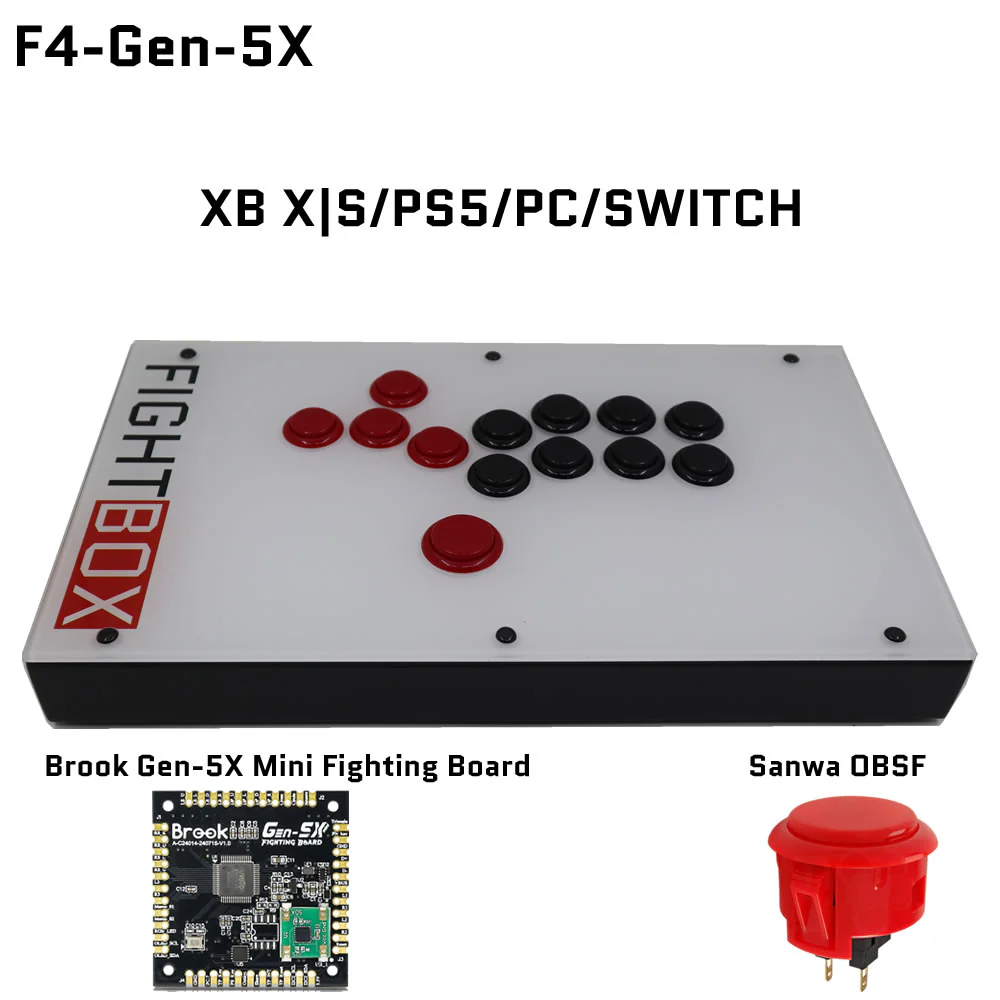 FightBox F-GEN-5X All Button Leverless Arcade Game Controller for Xbox Series X|S/PS5/Switch/PC