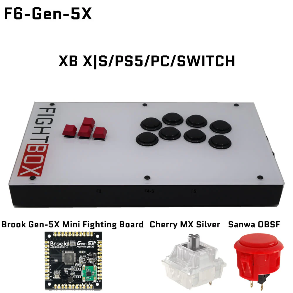 FightBox F-GEN-5X All Button Leverless Arcade Game Controller for Xbox Series X|S/PS5/Switch/PC