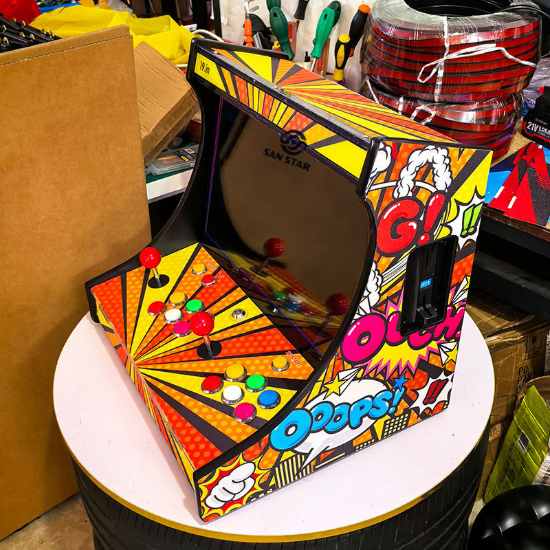 19-Inch Bartop Mini Video Game Arcade Machine Portable Indoor Coin-Operated Wired Connection for TV Game Console 26800 Games