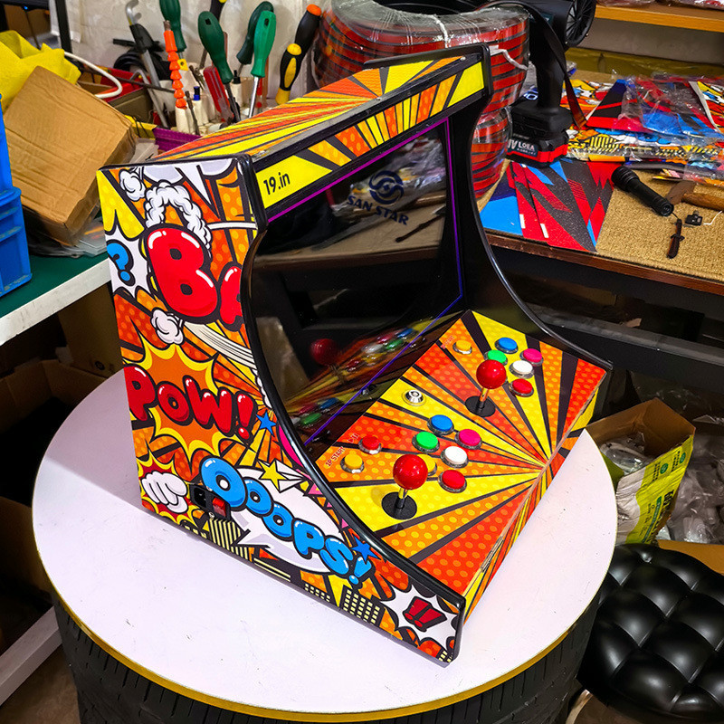 19-Inch Bartop Mini Video Game Arcade Machine Portable Indoor Coin-Operated Wired Connection for TV Game Console 26800 Games