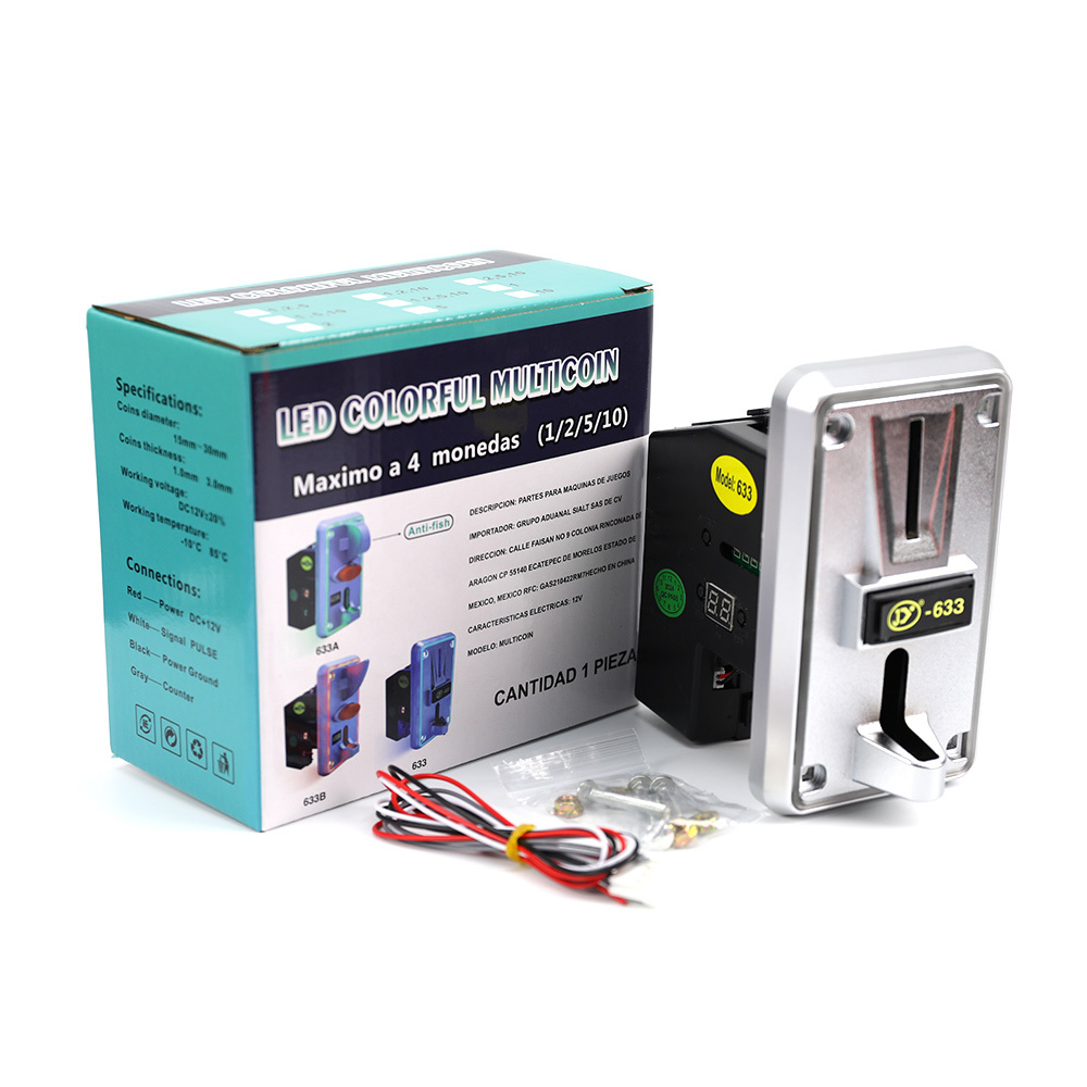 JY-633 Colorful Luminous Multi Coin Acceptor Identification Coin Operated Games Machine Accessories Enhance Coin Slot