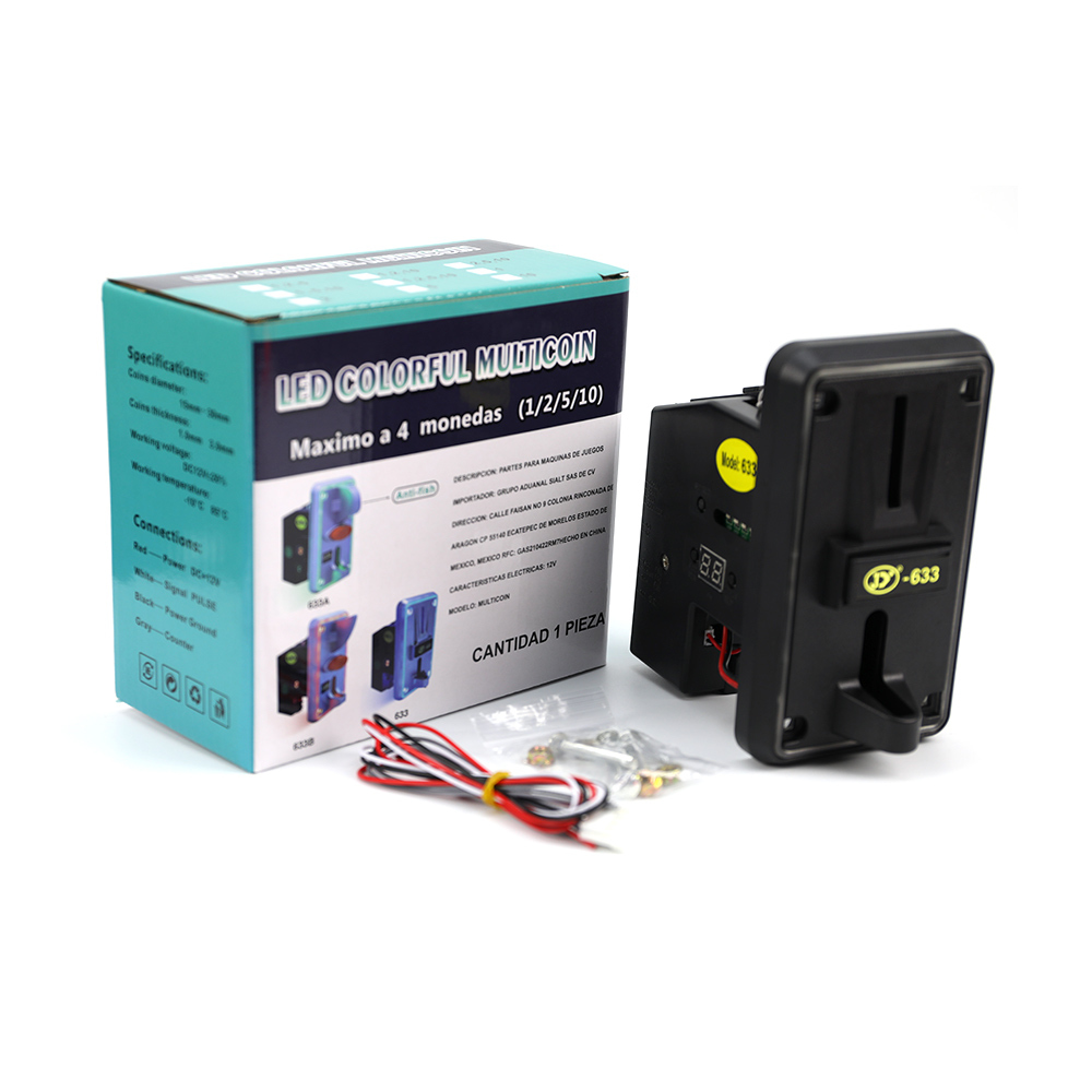 JY-633 Colorful Luminous Multi Coin Acceptor Identification Coin Operated Games Machine Accessories Enhance Coin Slot