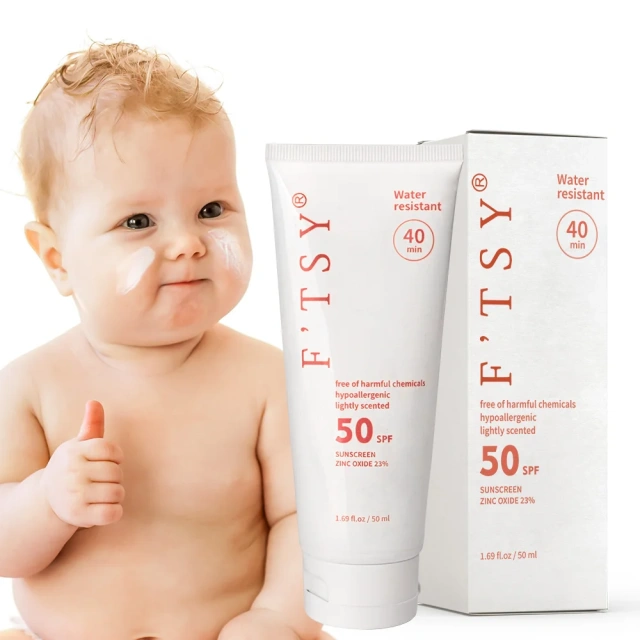 Vegan Natural SPF 50+ UVA/UVB Sunblock Baby Sunscreen Lotion Water Resistant Mineral Face and Body Protection Sun Cream