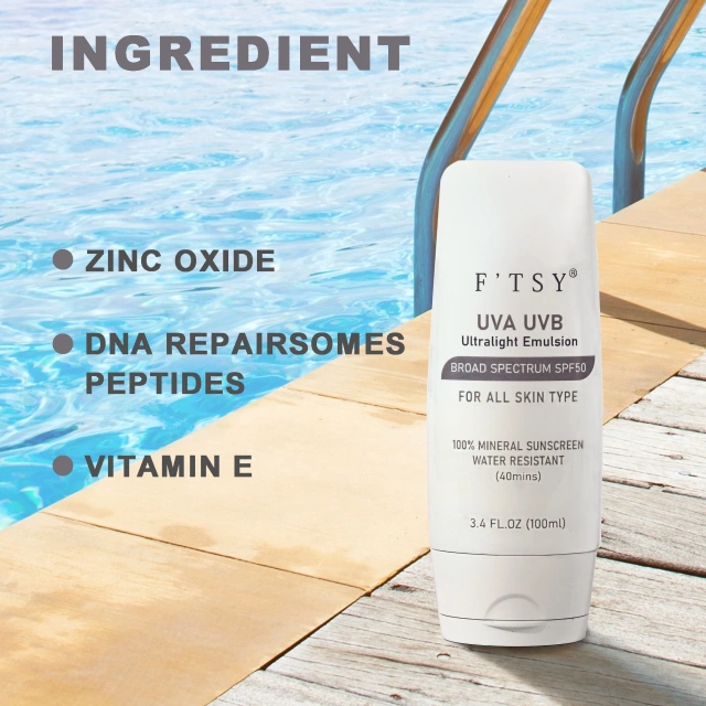 Private Label Sunblock Sun Cream Water Resistant Zinc Oxide and 100% Mineral Tinted Sunscreen SPF 50+ for face