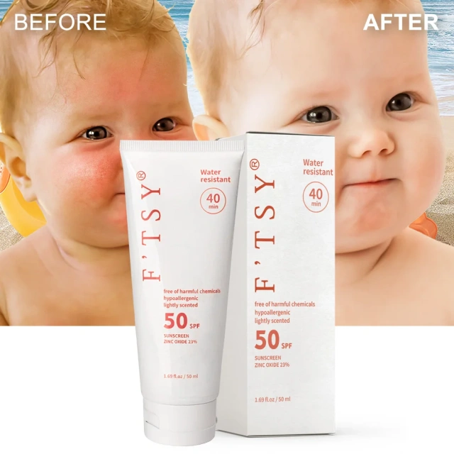 Vegan Natural SPF 50+ UVA/UVB Sunblock Baby Sunscreen Lotion Water Resistant Mineral Face and Body Protection Sun Cream