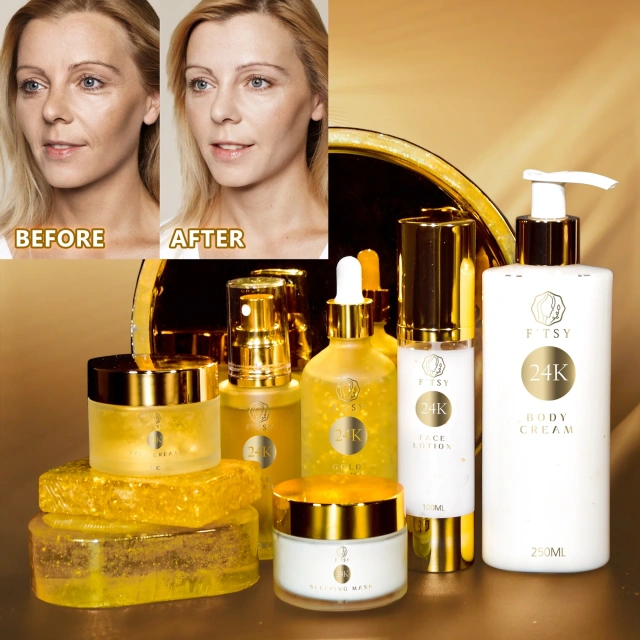 24K Gold Skincare Set, Anti-Aging & Brightening