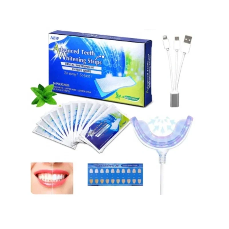 Private Label Safe and Fast  Teeth Whitening Strips Tooth Dental Care Whitener 5D Carbon Teeth Whitening Strip